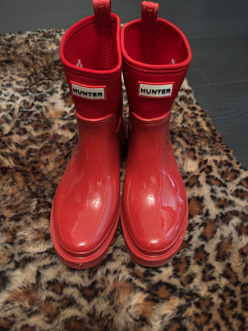 Red Hunter rain boots